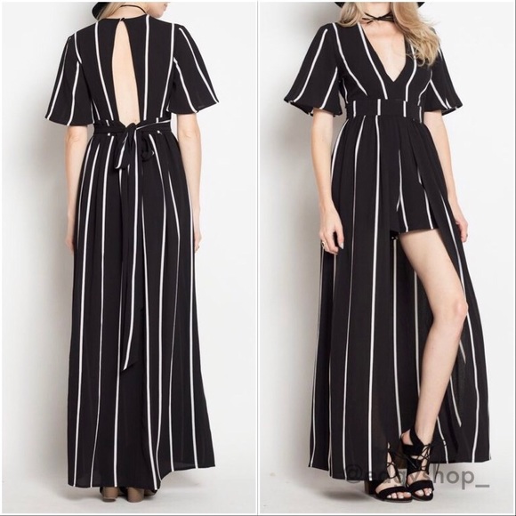 Striped Maxi Romper - Picture 3 of 5